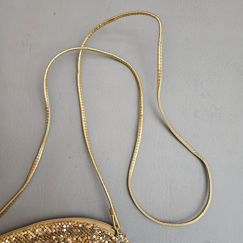 Whiting and Davis International Gold Metal Mesh Crossbody Evening Bag - Picture 8 of 12
